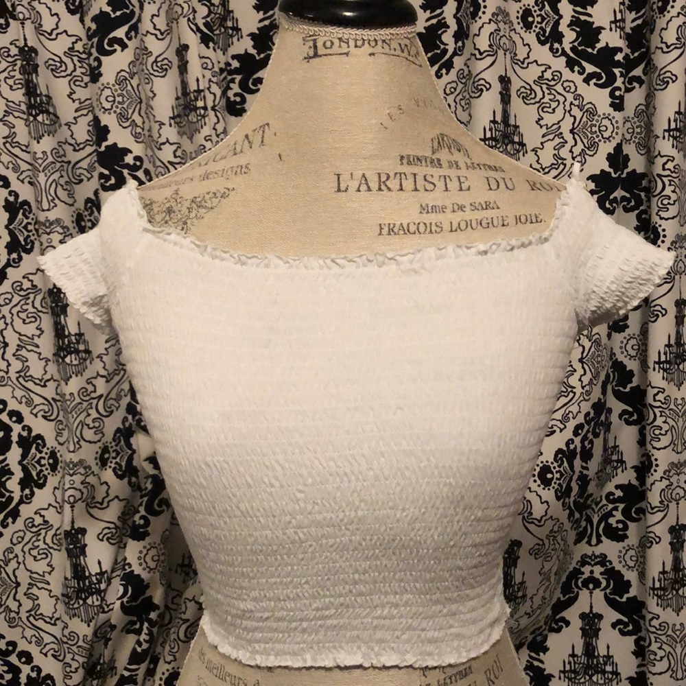 off the shoulder white crop top